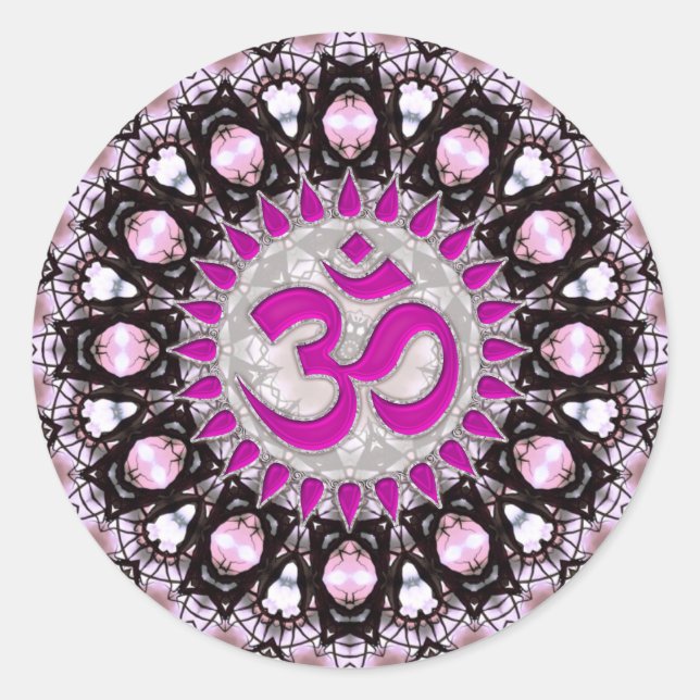 Rond Sticker Spirituel Pink Gems Aum (Devant)