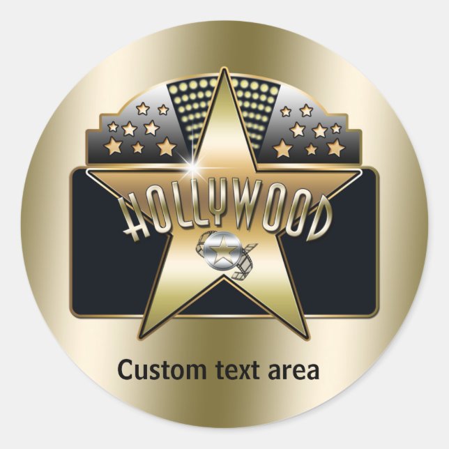Rond Sticker Star Party Gold Hollywood Retro Typography (Devant)