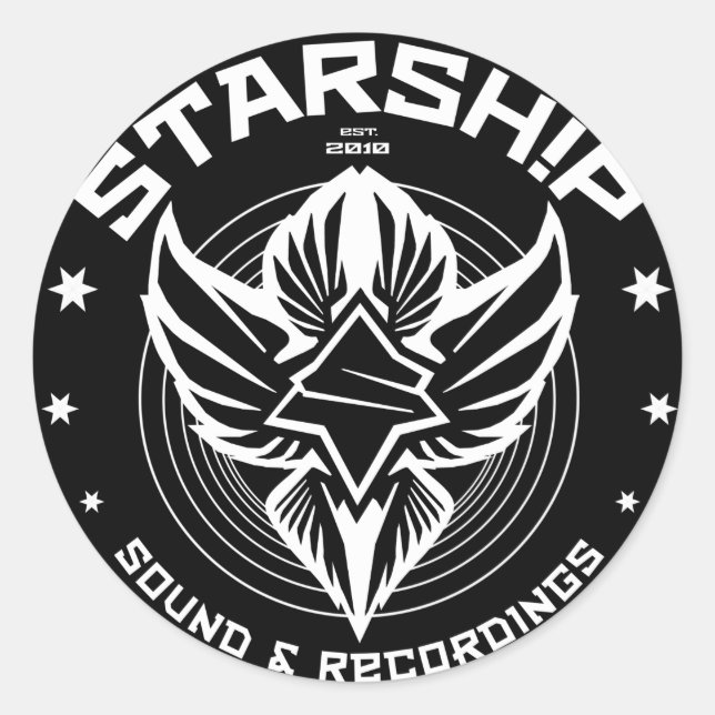 Rond Sticker STARSHIP Sound & Recordings (Blk Bkgd) (Devant)