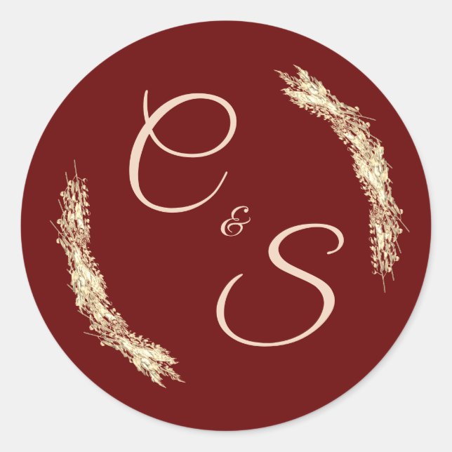 Rond Sticker stationnaire Monogrammé pour mariage d'hiv (Devant)