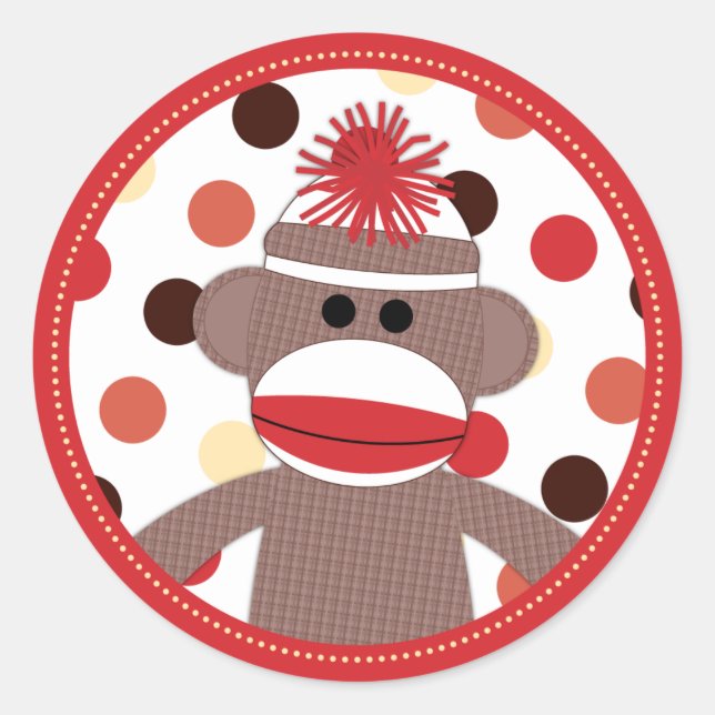 Rond Sticker Sticker Sock Rouge Favor - Douche pour béb (Devant)