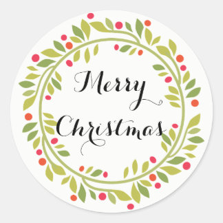 Rond Sticker stylé de couronne de Noël