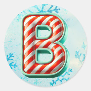Rond Sticker sucre de canne Noël "B", Stripes Festives