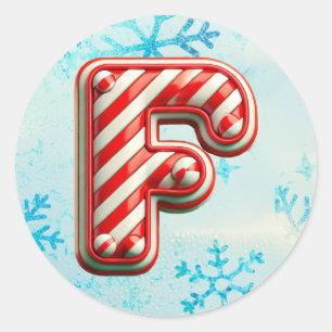 Rond Sticker sucre de canne Noël "F", Festive Stripes