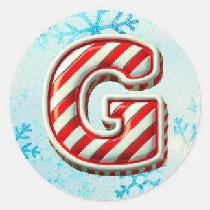 Rond Sticker sucre de canne Noël "G", Festive Stripes
