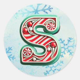Rond Sticker sucre de canne Xmas "S", Stripes Festives