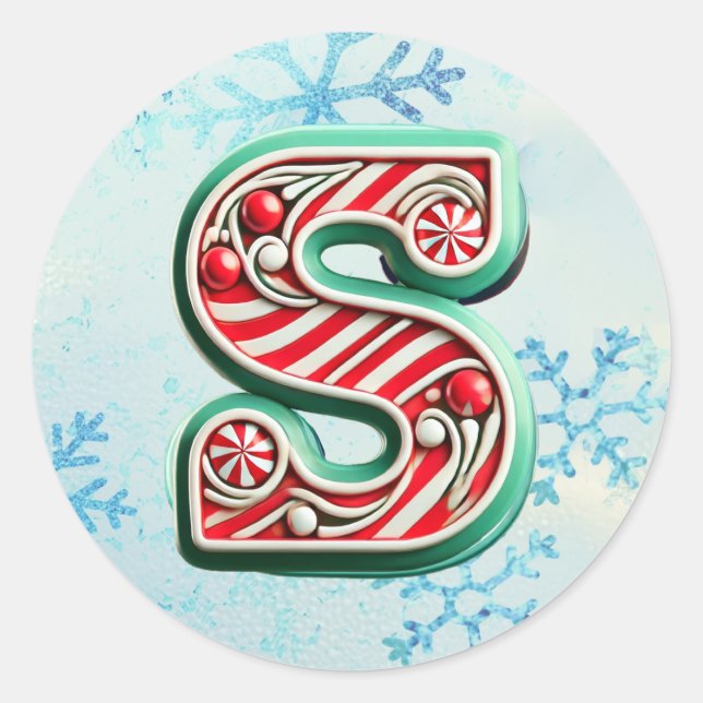 Rond Sticker sucre de canne Xmas "S", Stripes Festives (Devant)