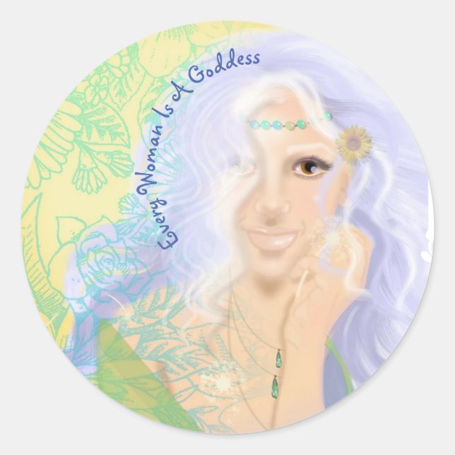 Rond Sticker, Summer Solstice Goddess Sticker (Devant)