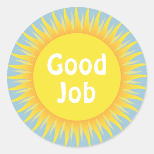 Rond Sticker Sun de bon travail de texte personnalisé (Devant)