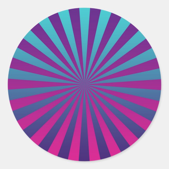 Rond Sticker Sunburst Retro - Vibrant et jouant (Devant)