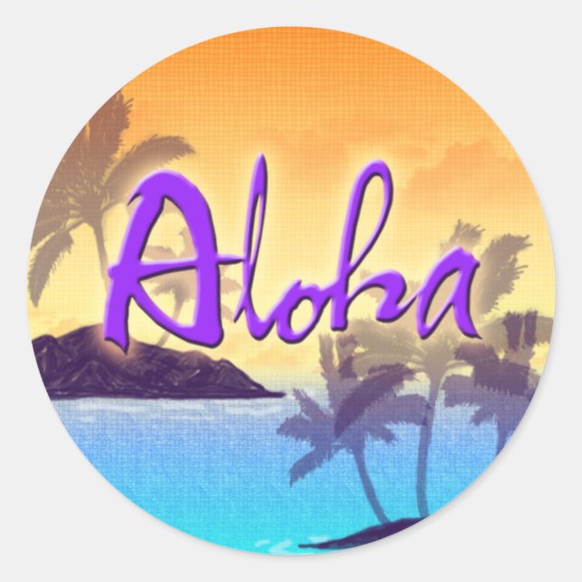 Rond Sticker Sunset Aloha (Devant)