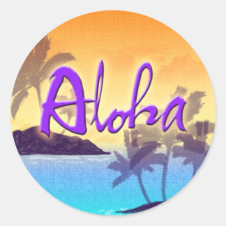 Rond Sticker Sunset Aloha