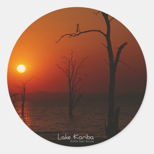 Rond Sticker Sunset Lake Kariba (Devant)