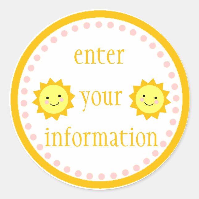 Rond Sticker Sunshine personnalisé (Devant)