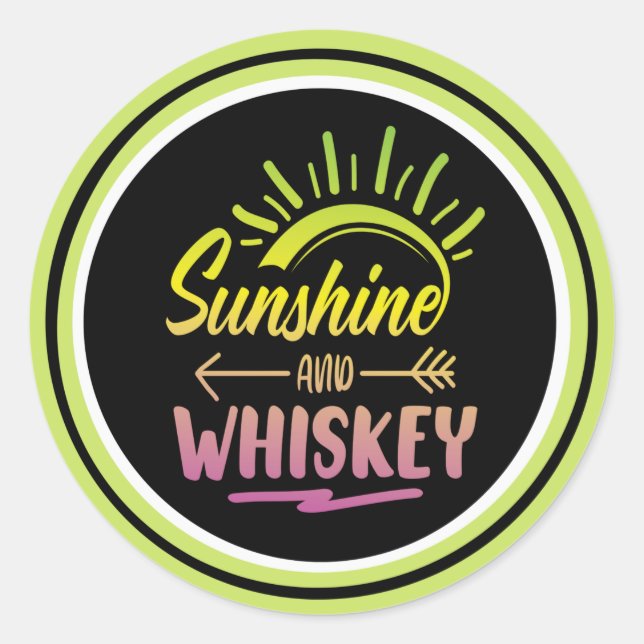 Rond Sticker Sunshine & Whiskey (Devant)