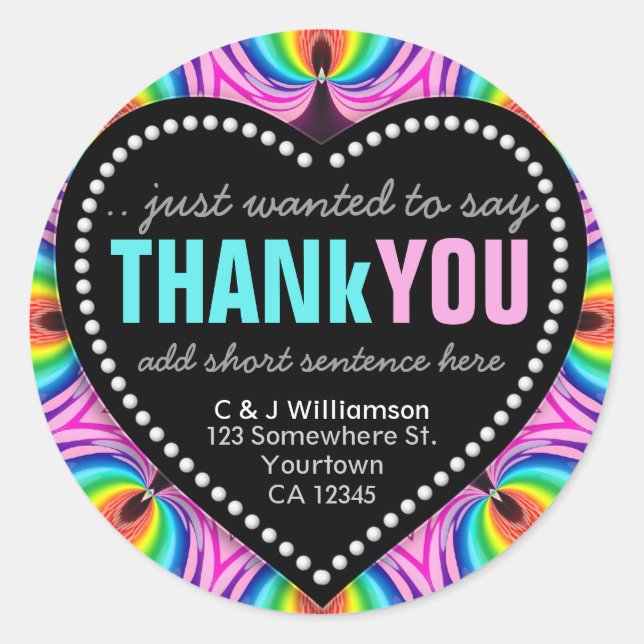 Rond Sticker super Happy Neon Fun Merci Round (Devant)