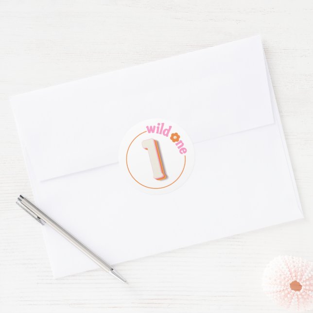Rond Sticker super Wild One Birthday | Retro Daisy Boh (Enveloppe)