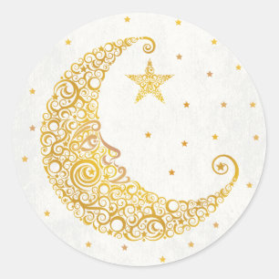 Rond Sticker sur la Lune - Or