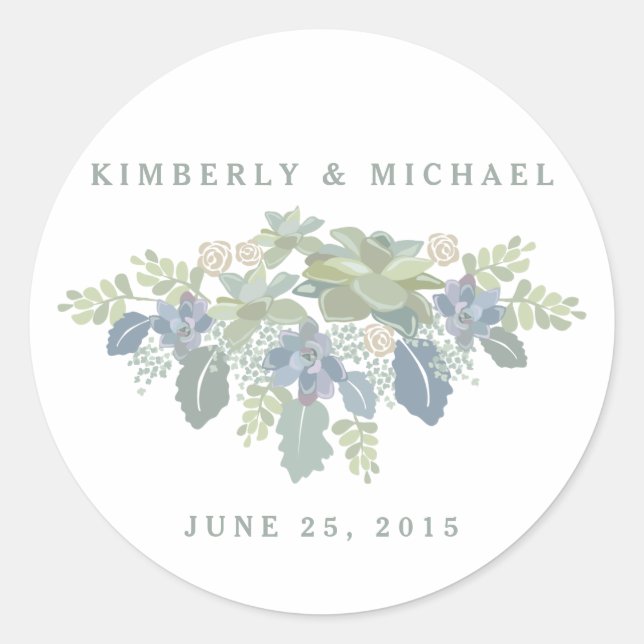 Rond Sticker sur mesure Mariage fleuri de bouquet Succu (Devant)
