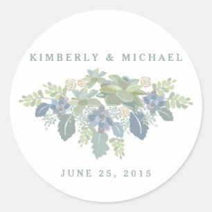 Rond Sticker sur mesure Mariage fleuri de bouquet Succu