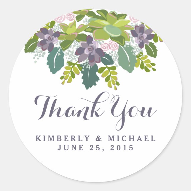 Rond Sticker sur mesure Mariage floral Succulent Bouque (Devant)