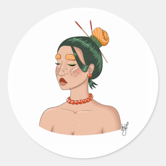 Rond Sticker Sushi Lady (Devant)