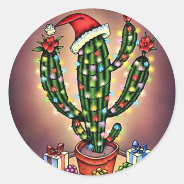 Rond Sticker SW Noël Arbre de Noël Cactus Saguaro (Devant)