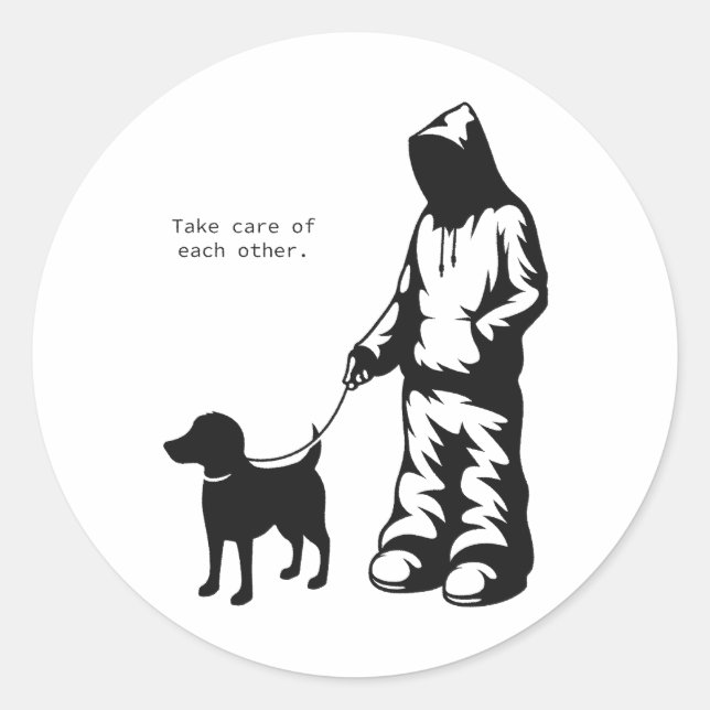 Rond Sticker Sweat - shirt à capuche & Chien (Devant)