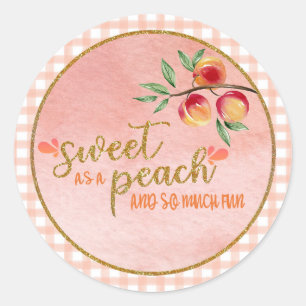 Rond Sticker Sweet as a Peach - En vichy rose