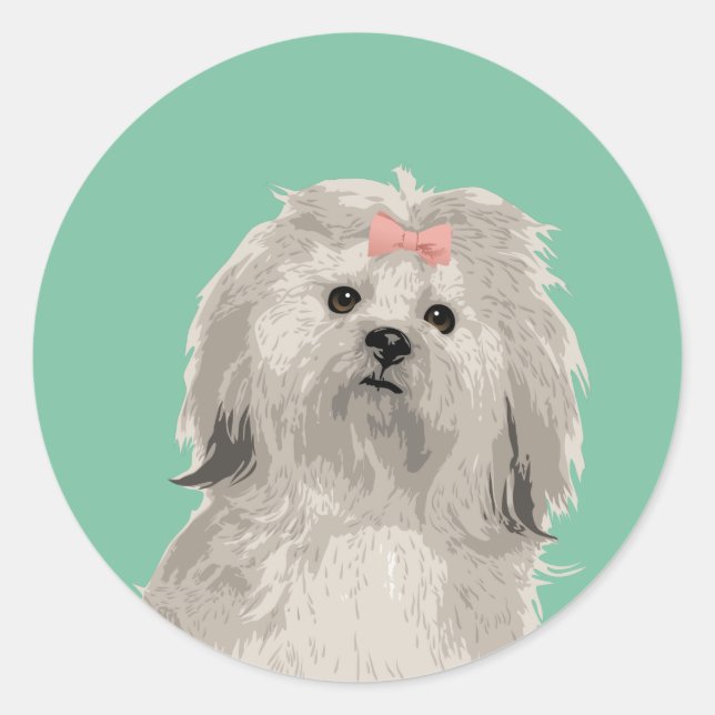Rond Sticker Sweet Lhasa Apso pour Amoureux de les chie (Devant)