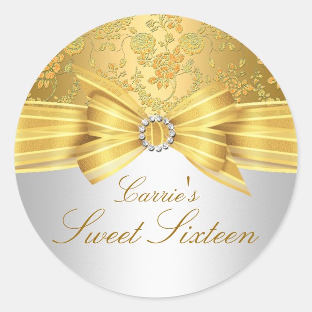 Rond Sticker Sweet sixteen Rose or (Devant)