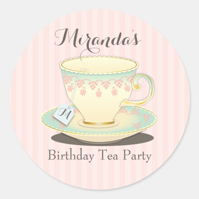 Rond Sticker Sweetchic Anniversaire Teacup Tea Party (Devant)