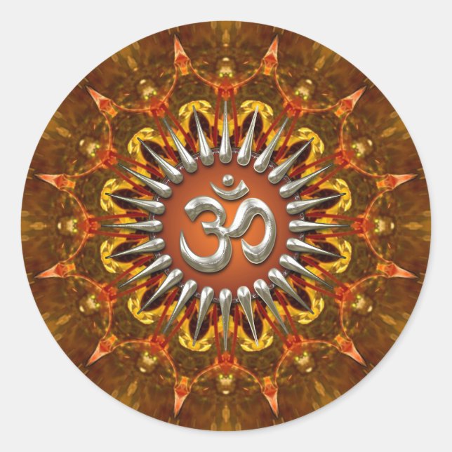 Rond Sticker Symbole Batik Sun Om (Aum) (Devant)