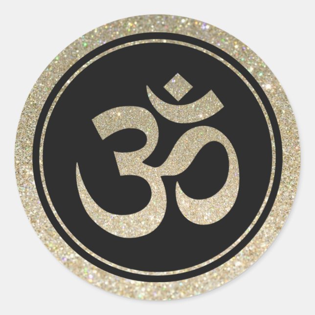 Rond Sticker SYMBOLE parties scintillant Om (Devant)