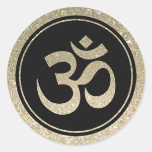 Rond Sticker SYMBOLE parties scintillant Om