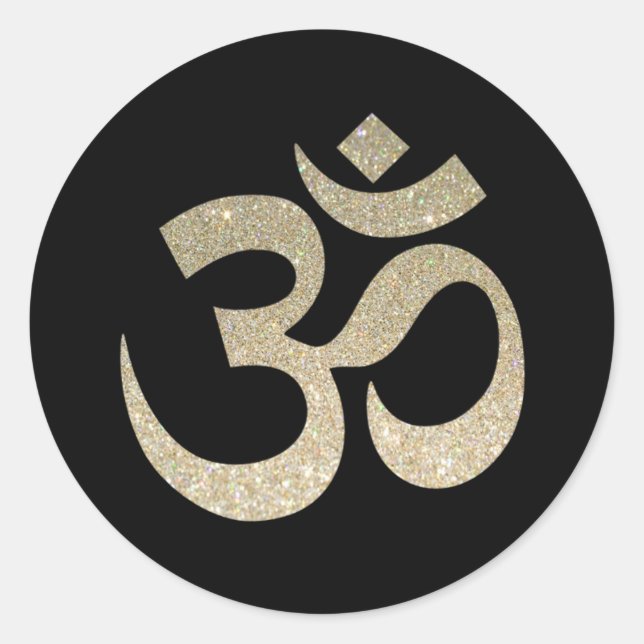 Rond Sticker SYMBOLE parties scintillant Om (Devant)