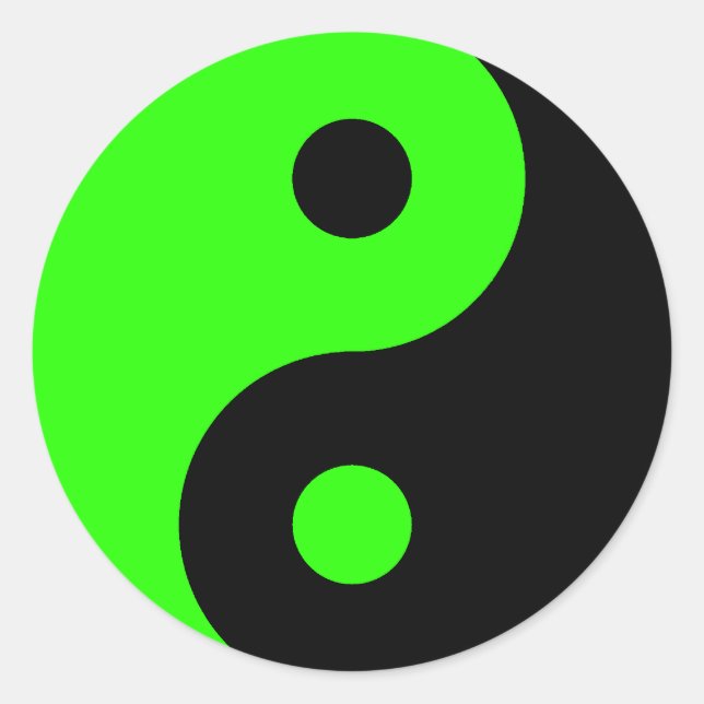 Rond Sticker Symbole Yin Yang Vert et Noir (Devant)