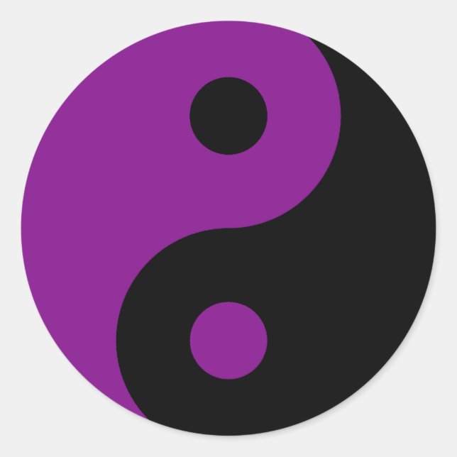 Rond Sticker Symbole Yin Yang Violet (Devant)