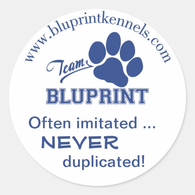 Rond Sticker Team BluPrint : Souvent Imité Ne Plus Dupl (Devant)