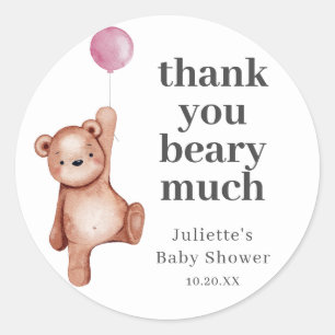 Rond Sticker Teddy Bear Girl Baby shower Classic Round