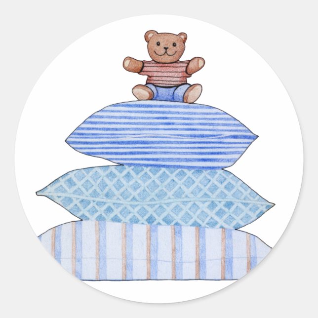 Rond Sticker Teddy Bear sur coussins (Devant)