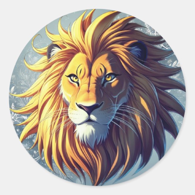 Rond Sticker Tête de Lion Gras - Design de Fierce pour  (Devant)