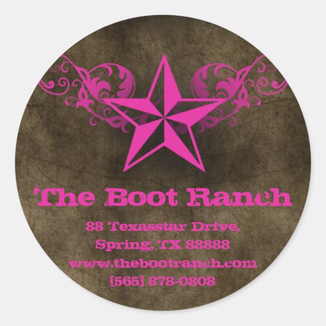 Rond Sticker Texas Star Hot Pink Brown Suede (Devant)