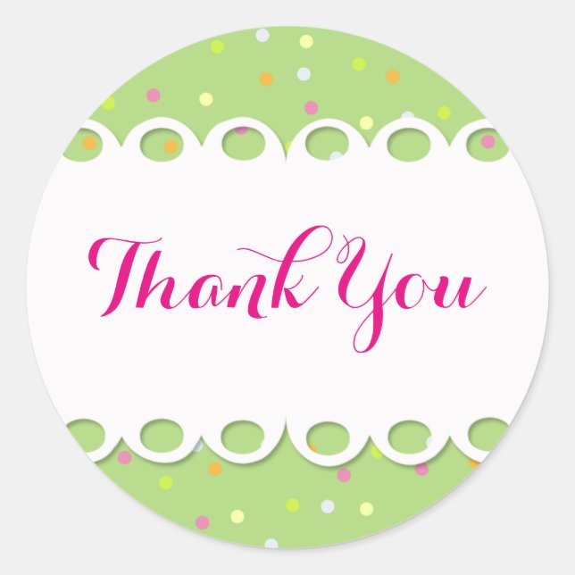 Rond Sticker - Thank You - Fonds Vert (Devant)