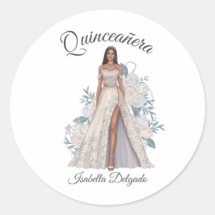 Rond Sticker Tiara de la princesse Quinceanera