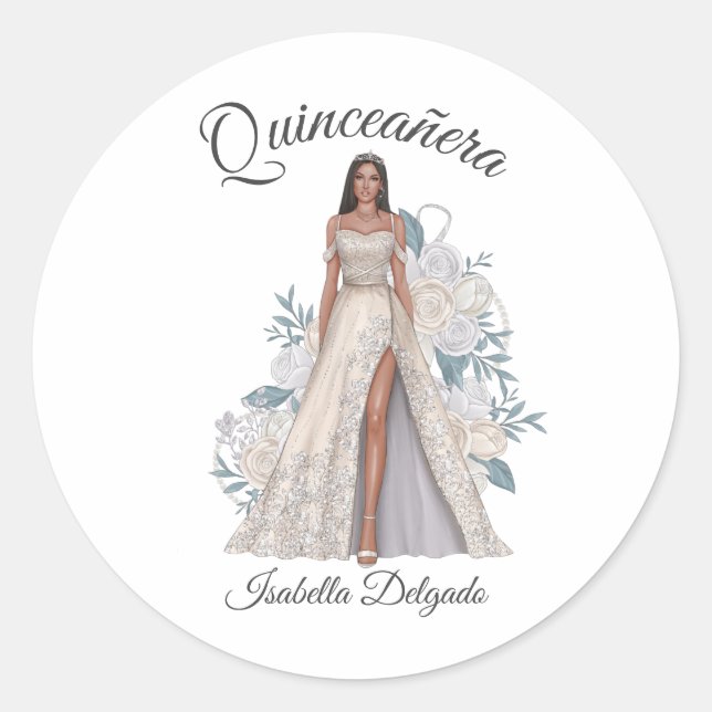 Rond Sticker Tiara de la princesse Quinceanera (Devant)