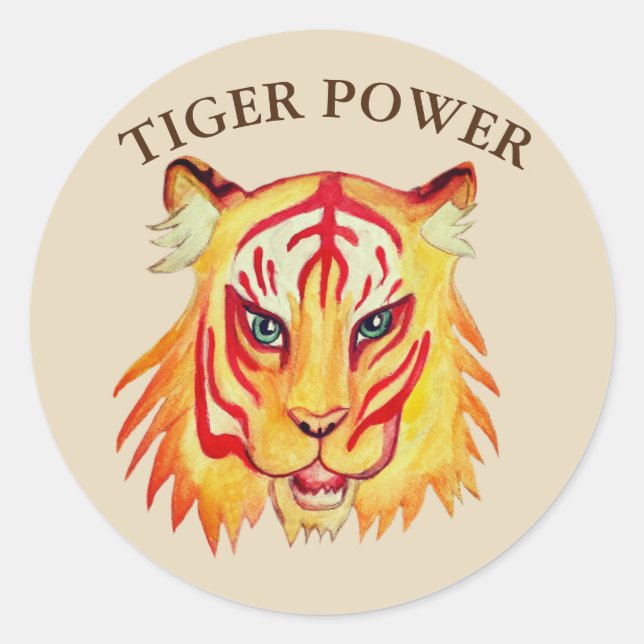 Rond Sticker Tiger Power Classic Round (Devant)