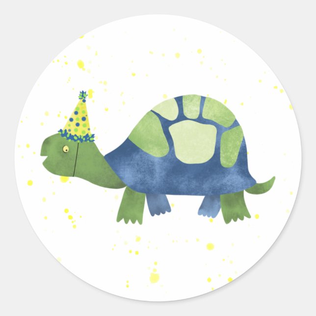 Rond Sticker Tortoise Tortue Tortue Tortue et Sceau d'e (Devant)