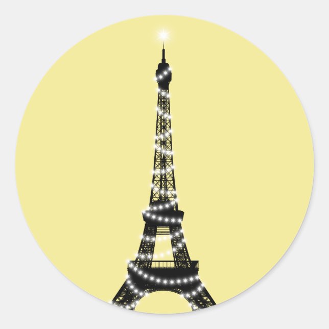 Rond Sticker Tour Eiffel clair Twinkle - jaune (Devant)