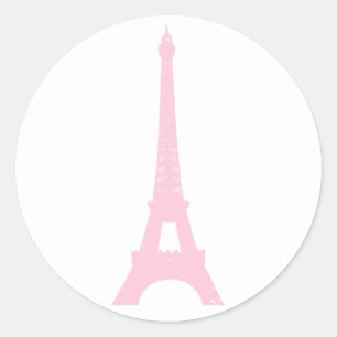 Rond Sticker Tour Eiffel rose